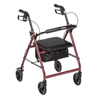 Drive 12 lbs Rollator with Padded Seat REd 