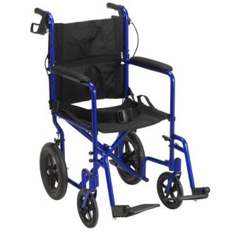 Blue Expedition Lightweight 12 inches Rear Wheel Transport Chair
